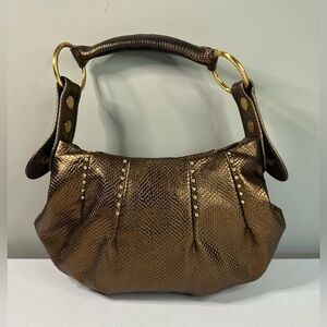MAXX New York Metallic‎ Gold Leather Fashion Hobo Purse Shoulder Handbag Satchel